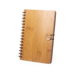 Carnet personnalisé écologique en bambou A5 avec pages lignées Button couleur marron première vue