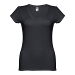 T-shirt col V avec logo pour femmes en coton 150 g/m² THC Athens couleur noir