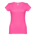 T-shirt col V avec logo pour femmes en coton 150 g/m² THC Athens couleur fuchsia