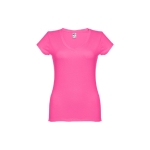 T-shirt col V avec logo pour femmes en coton 150 g/m² THC Athens couleur fuchsia première vue