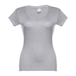 T-shirt col V avec logo pour femmes en coton 150 g/m² THC Athens couleur gris chiné première vue