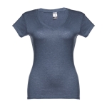 T-shirt col V avec logo pour femmes en coton 150 g/m² THC Athens couleur bleu chiné