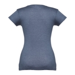 T-shirt col V avec logo pour femmes en coton 150 g/m² THC Athens couleur bleu chiné