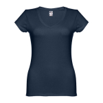 T-shirt col V avec logo pour femmes en coton 150 g/m² THC Athens couleur bleu foncé première vue