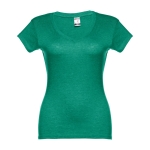 T-shirt col V avec logo pour femmes en coton 150 g/m² THC Athens couleur vert chiné