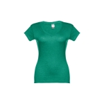 T-shirt col V avec logo pour femmes en coton 150 g/m² THC Athens couleur vert chiné première vue