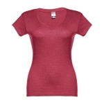 T-shirt col V avec logo pour femmes en coton 150 g/m² THC Athens couleur rouge chiné
