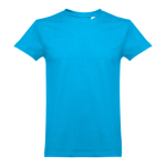 T-shirts avec logo unisexes en coton cardé 190 g/m² THC Ankara couleur cyan