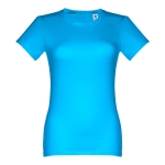 T-shirt cintré sérigraphié pour femmes en coton 190 g/m² THC Ankara couleur cyan