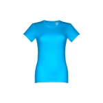 T-shirt cintré sérigraphié pour femmes en coton 190 g/m² THC Ankara couleur cyan première vue