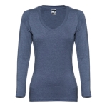 T-shirts publicitaires pour femmes en coton 150 g/m² THC Bucharest couleur bleu chiné