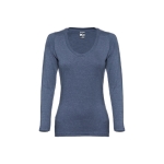 T-shirts publicitaires pour femmes en coton 150 g/m² THC Bucharest couleur bleu chiné première vue