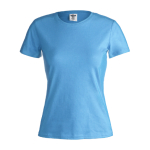 T-shirts avec logo pour femmes en coton 150 g/m² Keya couleur bleu ciel première vue
