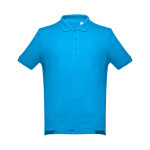 Polos personnalisés plusieurs coloris en coton 195 g/m² THC Adam couleur cyan première vue