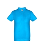 Polos publicitaires pour enfants en coton 195 g/m² THC Adam Kids couleur cyan