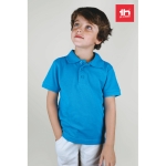 Polos publicitaires pour enfants en coton 195 g/m² THC Adam Kids couleur cyan troisième vue