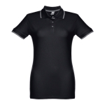 Polo bicolore personnalisé pour femmes en coton 210 g/m² THC Rome couleur noir