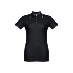 Polo bicolore personnalisé pour femmes en coton 210 g/m² THC Rome couleur noir première vue