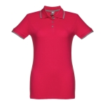 Polo bicolore personnalisé pour femmes en coton 210 g/m² THC Rome couleur rouge