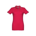 Polo bicolore personnalisé pour femmes en coton 210 g/m² THC Rome couleur rouge première vue