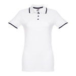 Polo bicolore personnalisé pour femmes en coton 210 g/m² THC Rome couleur blanc