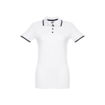 Polo bicolore personnalisé pour femmes en coton 210 g/m² THC Rome couleur blanc première vue