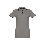 Polo bicolore personnalisé pour femmes en coton 210 g/m² THC Rome couleur gris foncé première vue