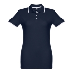Polo bicolore personnalisé pour femmes en coton 210 g/m² THC Rome couleur bleu marine
