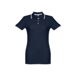 Polo bicolore personnalisé pour femmes en coton 210 g/m² THC Rome couleur bleu marine première vue