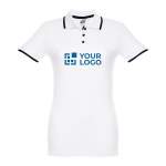 Polo bicolore personnalisé pour femmes en coton 210 g/m² THC Rome avec zone d'impression