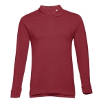 Polos publicitaires à manches longues en coton 210 g/m² THC Bern couleur bordeaux