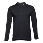 Polos publicitaires à manches longues en coton 210 g/m² THC Bern couleur noir