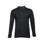 Polos publicitaires à manches longues en coton 210 g/m² THC Bern couleur noir première vue
