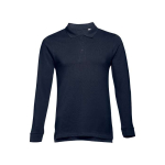 Polos publicitaires à manches longues en coton 210 g/m² THC Bern couleur bleu première vue