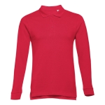 Polos publicitaires à manches longues en coton 210 g/m² THC Bern couleur rouge