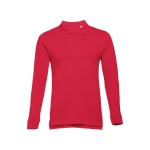 Polos publicitaires à manches longues en coton 210 g/m² THC Bern couleur rouge première vue
