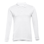 Polos publicitaires à manches longues en coton 210 g/m² THC Bern couleur blanc