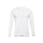 Polos publicitaires à manches longues en coton 210 g/m² THC Bern couleur blanc première vue