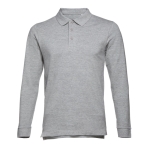 Polos publicitaires à manches longues en coton 210 g/m² THC Bern couleur gris