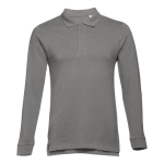 Polos publicitaires à manches longues en coton 210 g/m² THC Bern couleur gris foncé