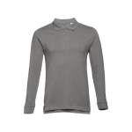 Polos publicitaires à manches longues en coton 210 g/m² THC Bern couleur gris foncé première vue