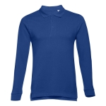 Polos publicitaires à manches longues en coton 210 g/m² THC Bern couleur bleu roi