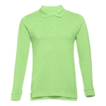 Polos publicitaires à manches longues en coton 210 g/m² THC Bern couleur vert clair