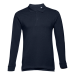 Polos publicitaires à manches longues en coton 210 g/m² THC Bern couleur bleu marine