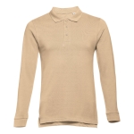 Polos publicitaires à manches longues en coton 210 g/m² THC Bern couleur marron clair