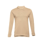 Polos publicitaires à manches longues en coton 210 g/m² THC Bern couleur marron clair première vue