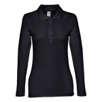 Polo à manches longues pour femmes en coton 210 g/m² THC Bern couleur noir