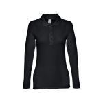 Polo à manches longues pour femmes en coton 210 g/m² THC Bern couleur noir première vue