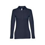 Polo à manches longues pour femmes en coton 210 g/m² THC Bern couleur bleu première vue