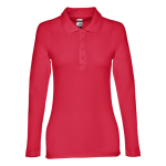 Polo à manches longues pour femmes en coton 210 g/m² THC Bern couleur rouge